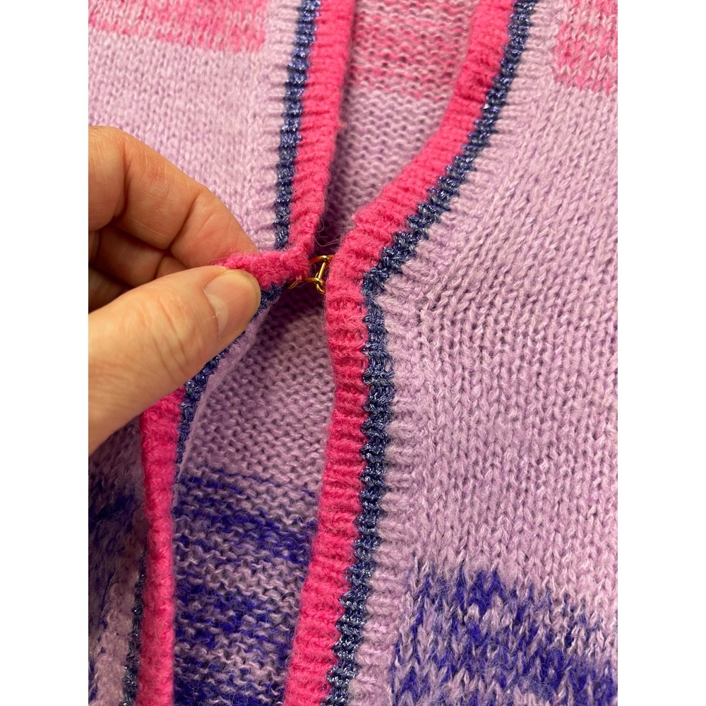 Lilly Pulitzer Ombre Stripe Open Front Cardigan Pink Purple Blue Metallic Small - Picture 10 of 11